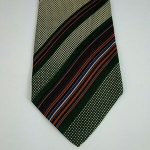 Courchevel Italian Gold Green Orange Silk Tie